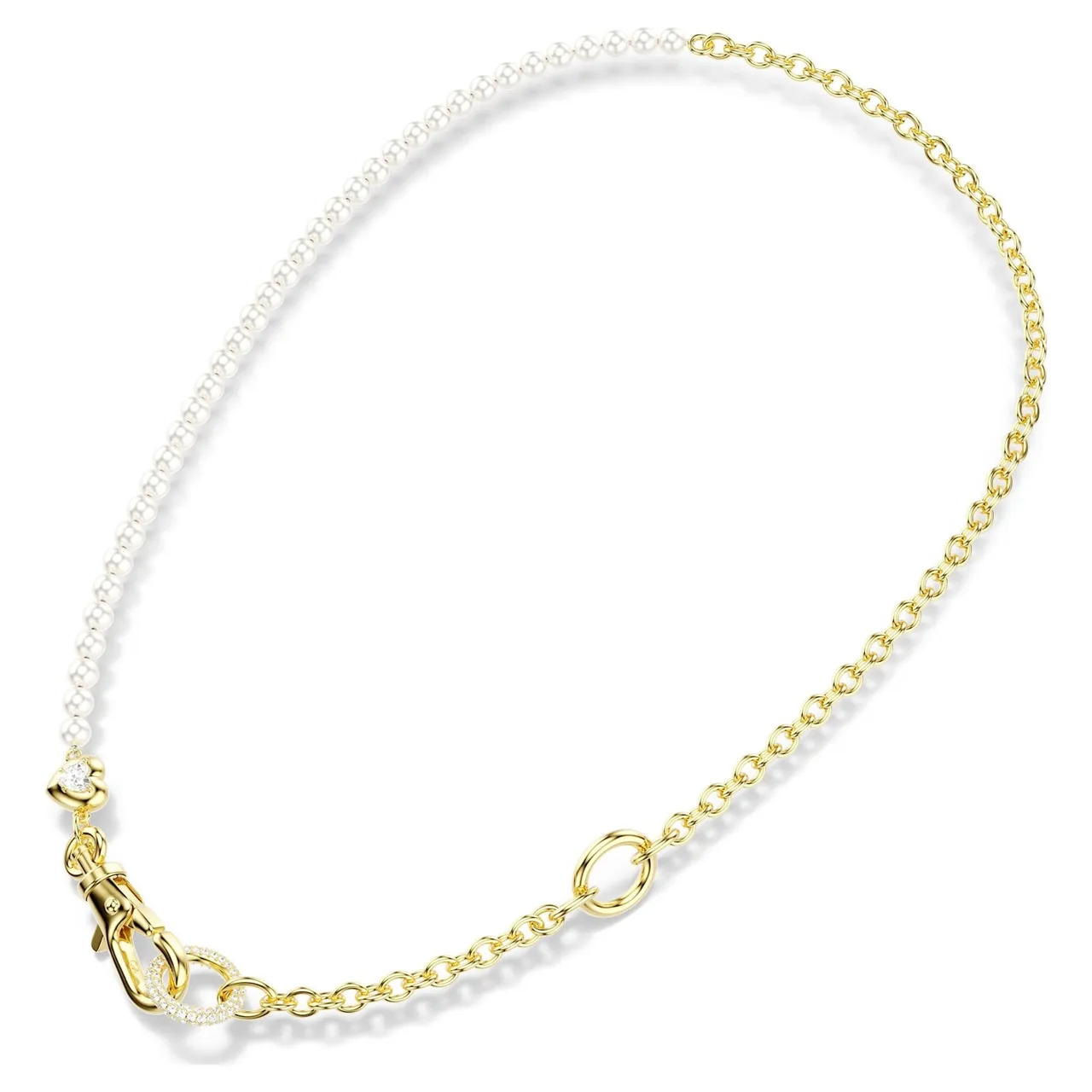 Gold White Heart-Shaped Padlock Pendant Metal Necklace 4