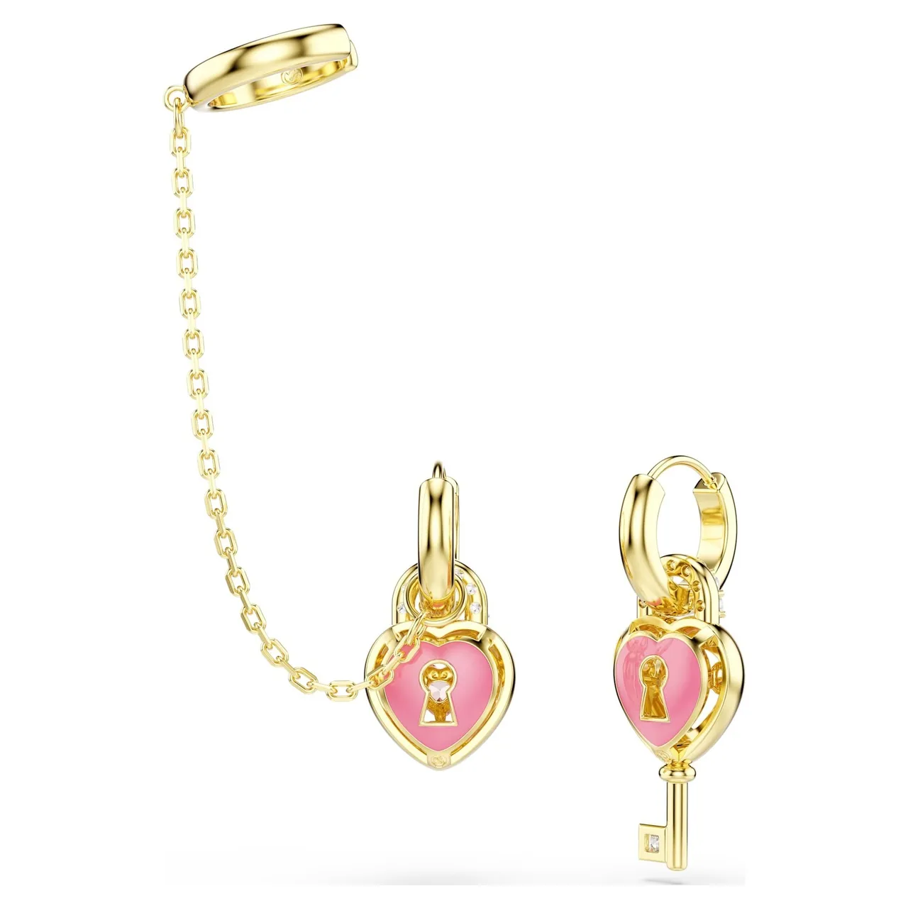 Gold White Heart-Shaped Padlock Pendant Metal Necklace 5