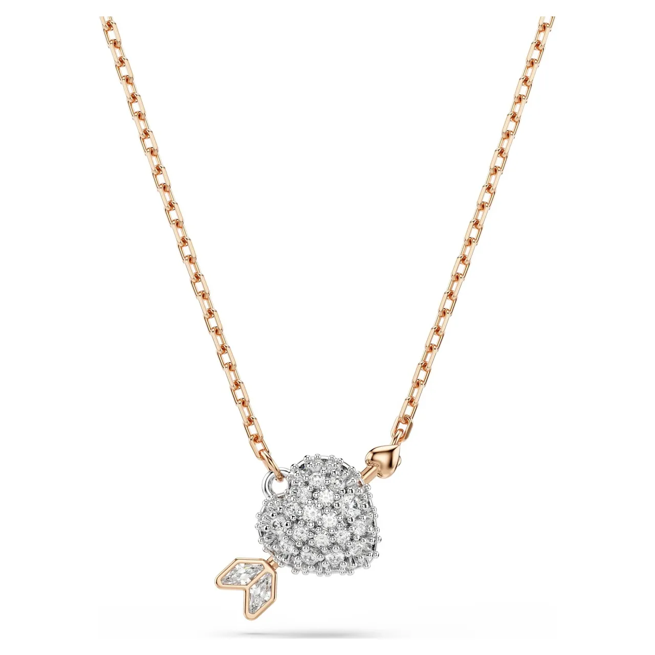 Gold White Heart-Shaped Padlock Pendant Metal Necklace 8