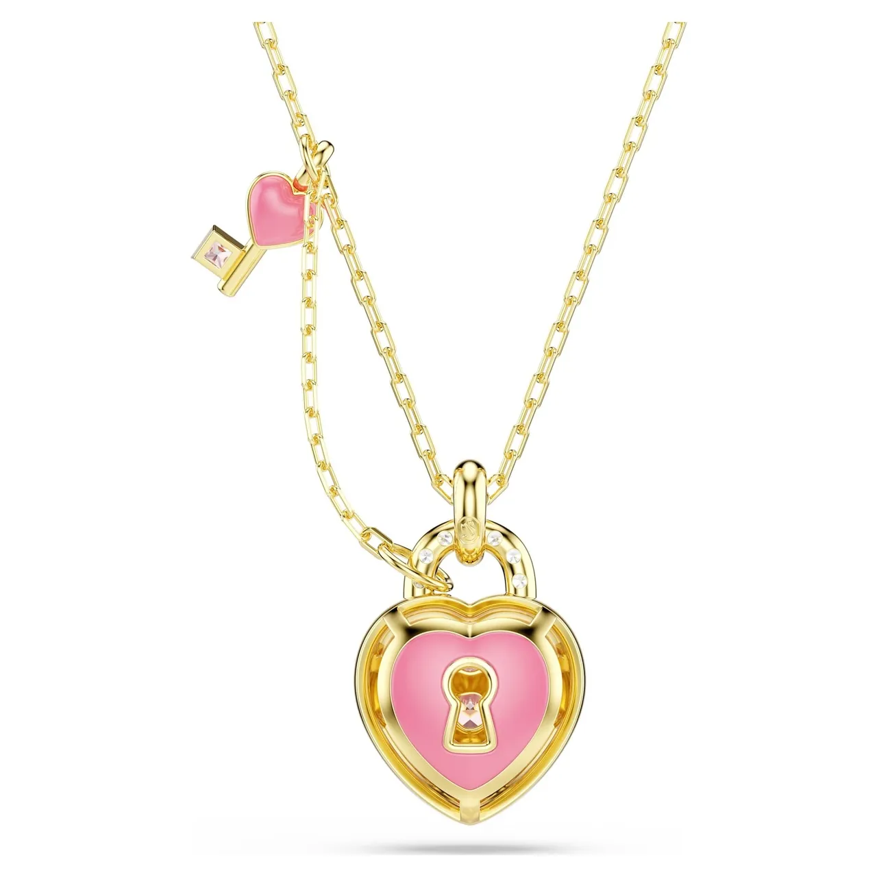 Gold White Heart-Shaped Padlock Pendant Metal Necklace 9