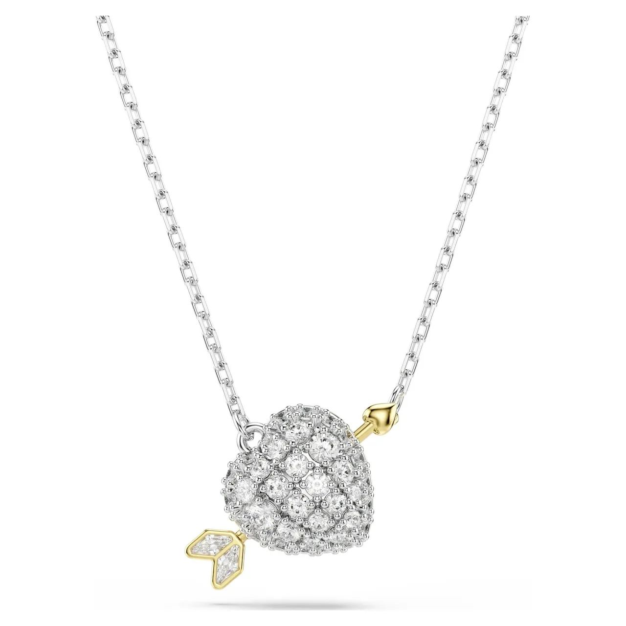 Gold White Heart-Shaped Padlock Pendant Metal Necklace 10