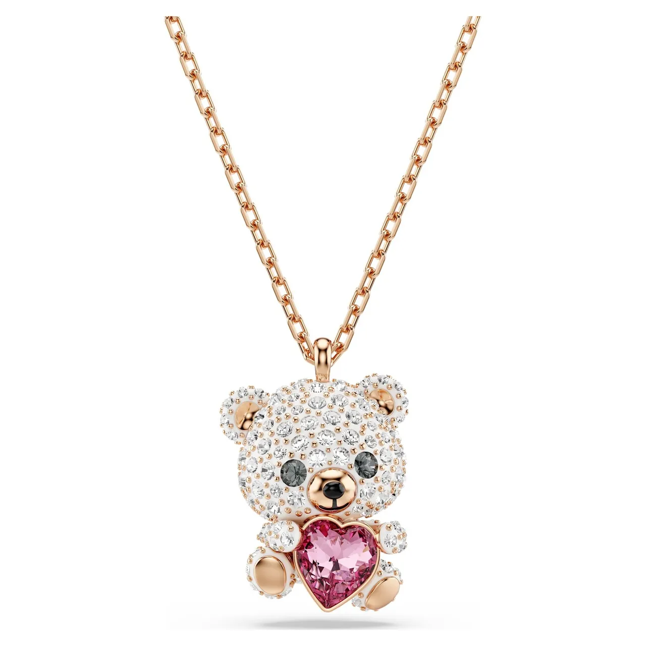 Gold White Heart-Shaped Padlock Pendant Metal Necklace 16