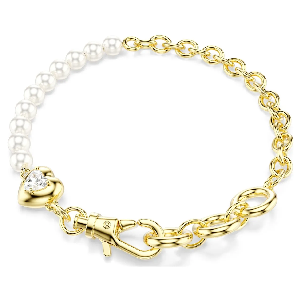 Gold White Heart-Shaped Padlock Pendant Metal Necklace 17
