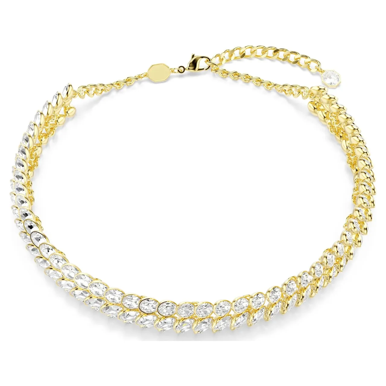 Gold White Heart-Shaped Padlock Pendant Metal Necklace 18