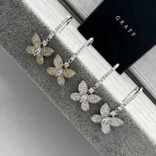 Graff Aretes de Mariposa Pendientes Floral Pavé