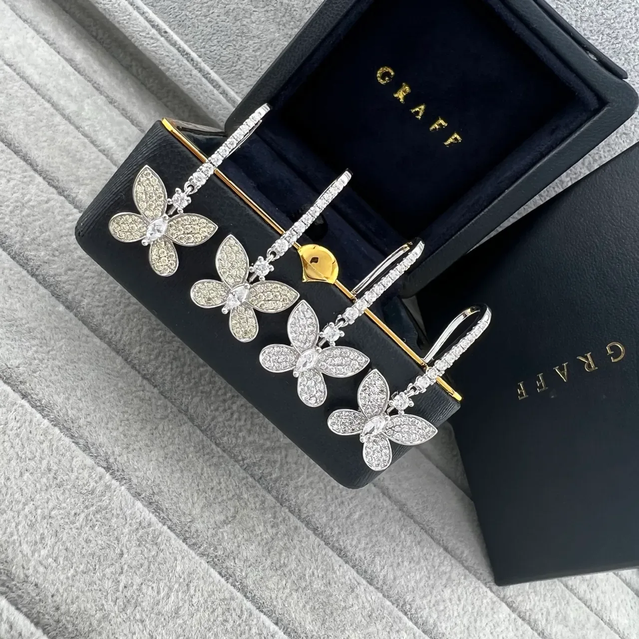 Graff Floral Pavé Butterfly Drop Earrings 6