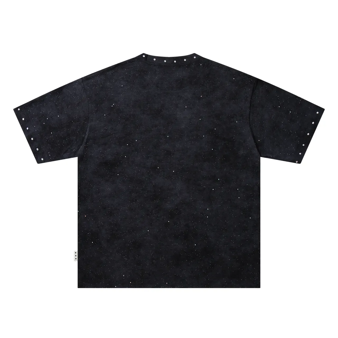 Graphic-Print Studded Trim Oversized Speckled Black T-Shirt 2