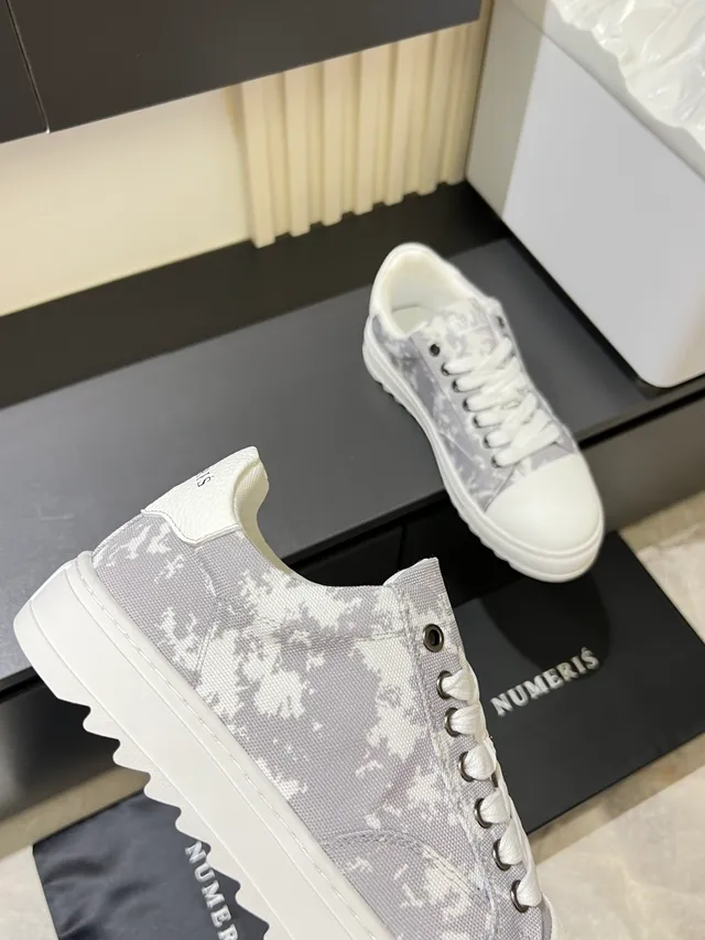 Gray and White Camo-Print Platform Lifestyle Sneakers 3