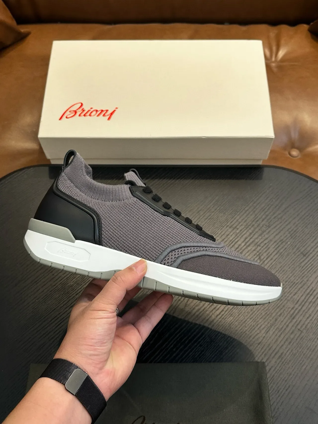 Gray Mesh and Black Overlay Lifestyle Sneakers 2