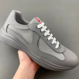 Gray Mesh-and-Synthetic Overlay Lace-Up Sneaker