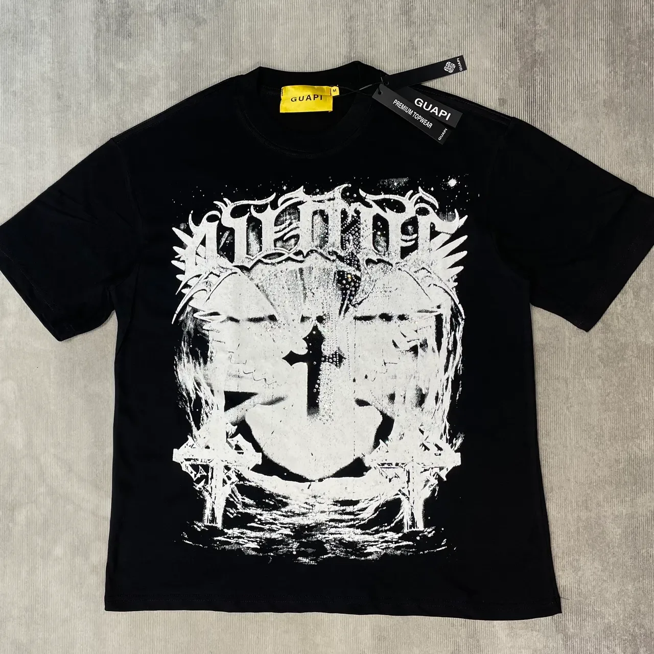 GUAPI Graphic-Print Black Crew-Neck T-Shirt 4