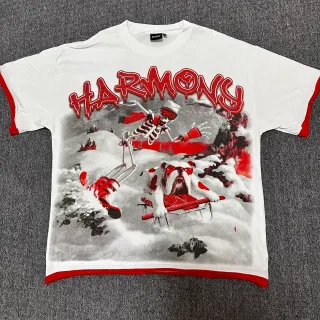 تي شيرت HARMONY أوفرسايز بطباعة جرافيك وحواف رينجر