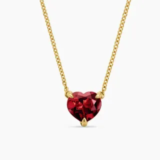 Collier pendentif en forme de cœur en gemmes rouges