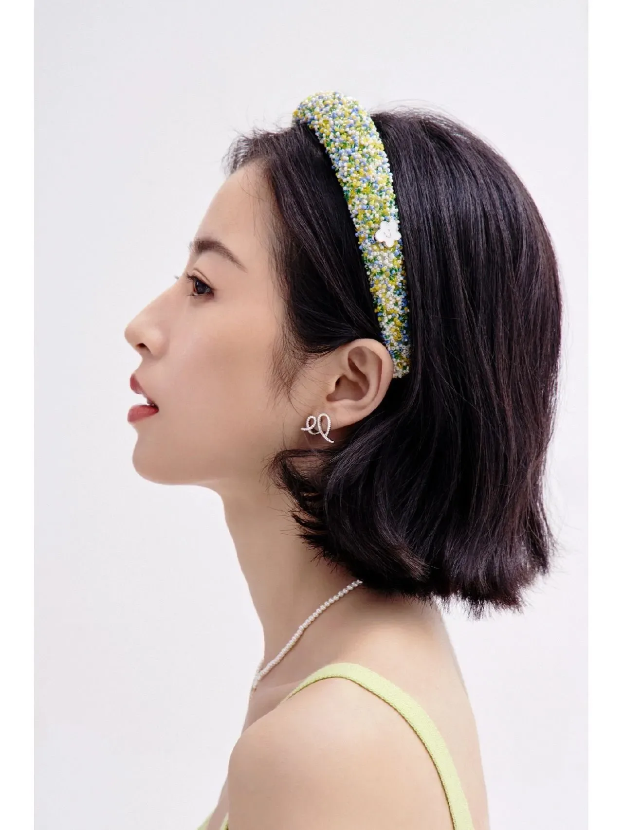 HEFANG Floral Enamel and Crystal Script Earrings 4
