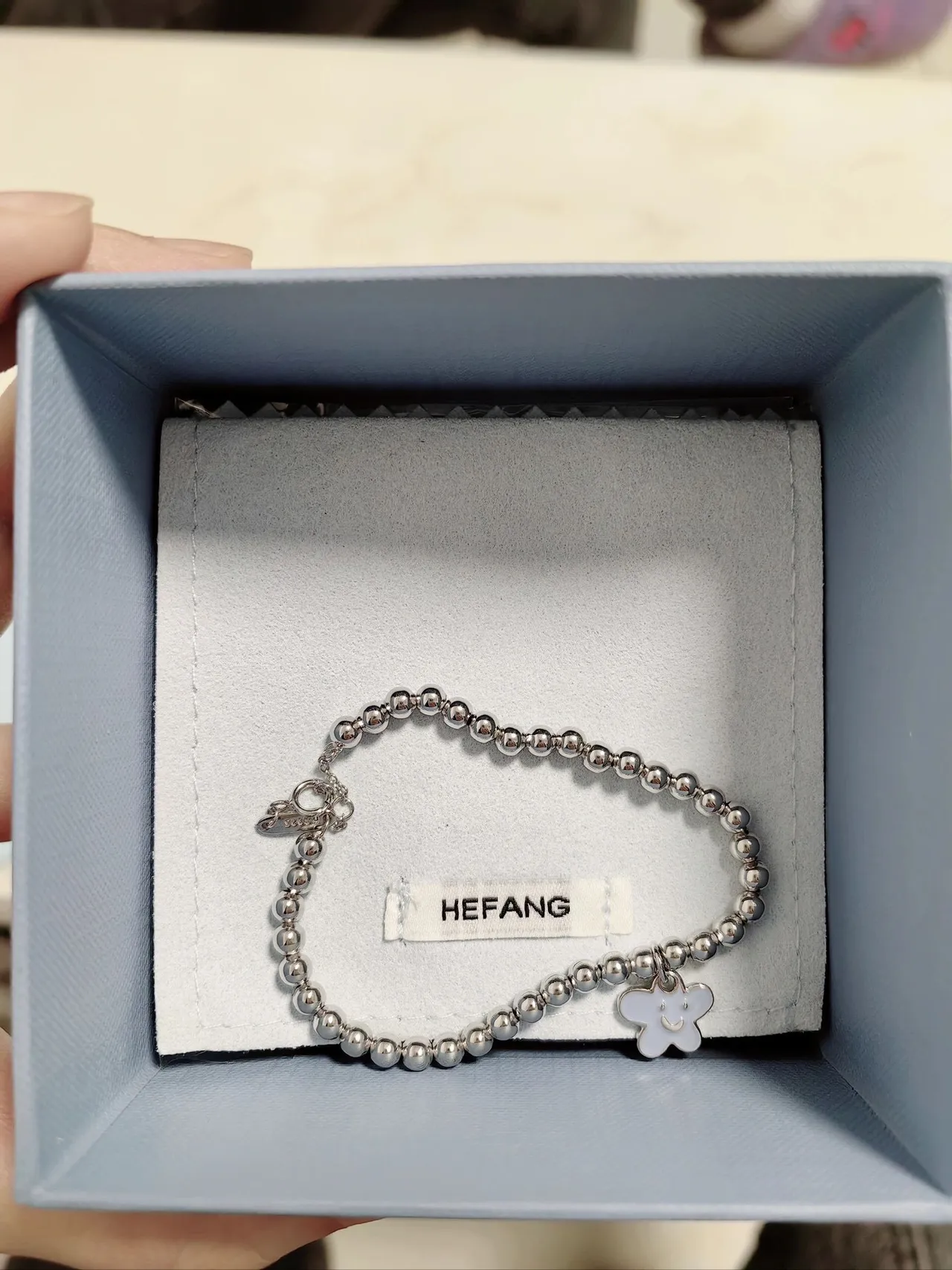 HEFANG Healing Smile Little Flower Silver Beaded Bracelet 3