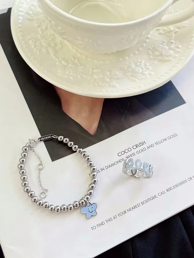 HEFANG Healing Smile Little Flower Silver Beaded Bracelet 8