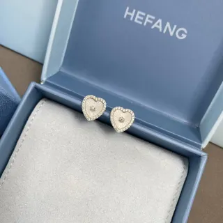 HEFANG أقراط دبوس على شكل قلب من بلورات Pavé وإيناميل