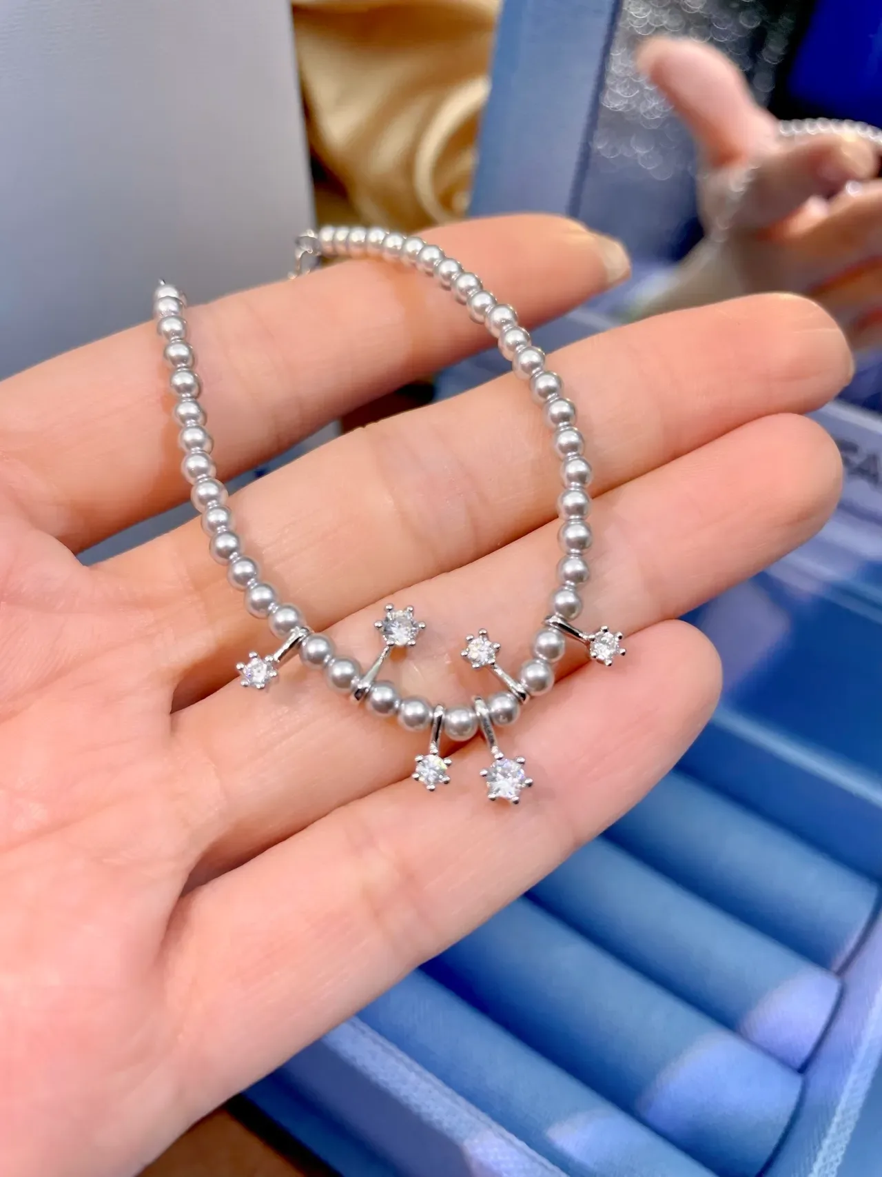 HEFANG Pearl Beaded Crystal Charm Bracelet 2