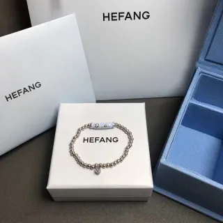 HEFANG سوارة تعليق أنبوبي مينا خرز باللون الفضي والأزرق