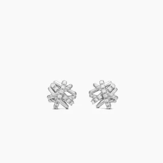 Aretes con banda entrelazada torcida pavé studs