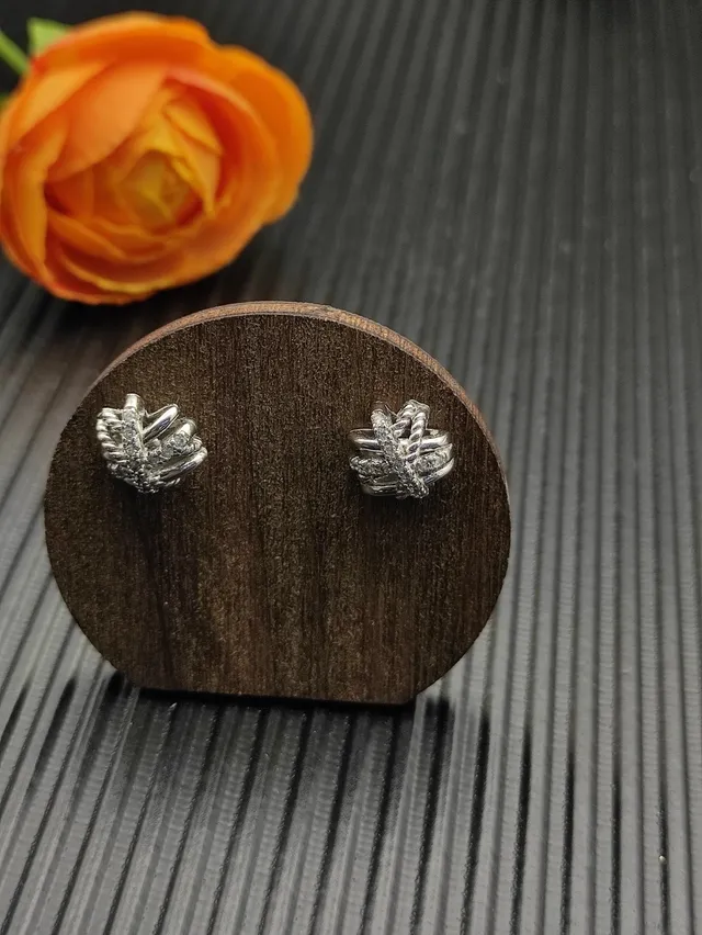 Interwoven Twisted Band Pavé Stud Earrings 6