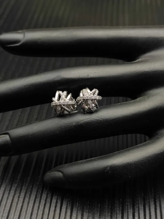 Interwoven Twisted Band Pavé Stud Earrings 7
