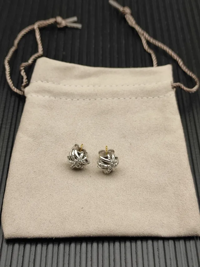 Interwoven Twisted Band Pavé Stud Earrings 8