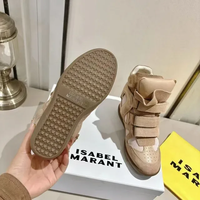 Isabel Marant Bege Rosa Salto Wedge Camurça Superior Tênis Lifestyle 2