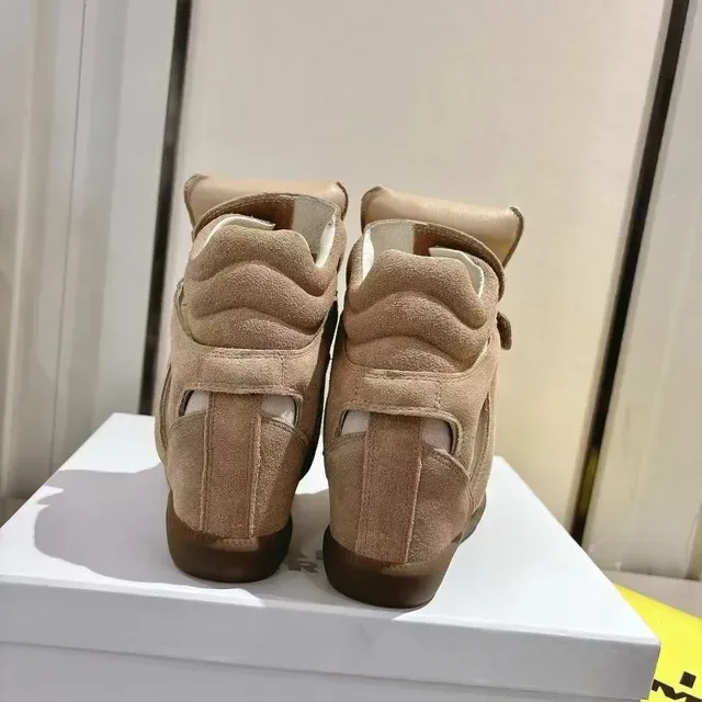 Isabel Marant Bege Rosa Salto Wedge Camurça Superior Tênis Lifestyle 3