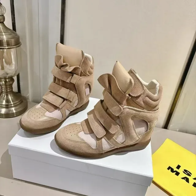 Isabel Marant Bege Rosa Salto Wedge Camurça Superior Tênis Lifestyle 4