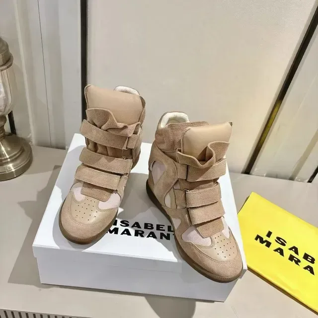 Isabel Marant Bege Rosa Salto Wedge Camurça Superior Tênis Lifestyle 5