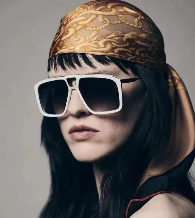 Jacques Marie Mage Orange Black Oversized Angular Frame Gradient Lenses Sunglasses 2