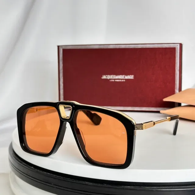Jacques Marie Mage Orange Black Oversized Angular Frame Gradient Lenses Sunglasses 6