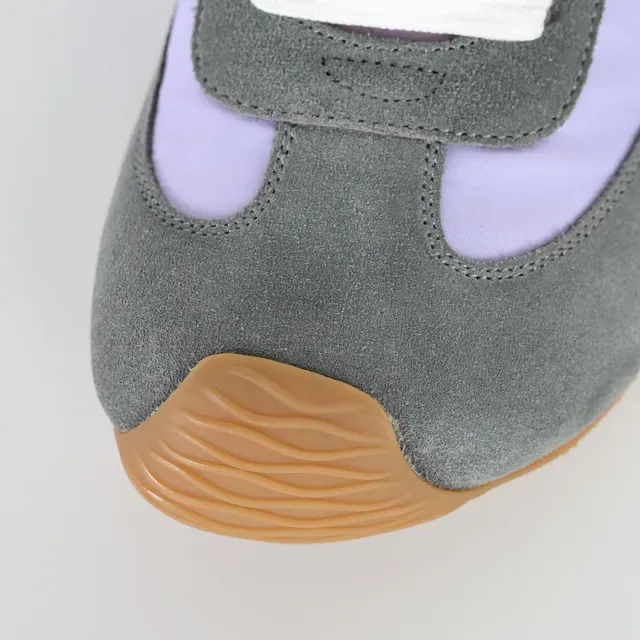 Lavender and Gray Mixed-Material Retro Runner Sneakers 5