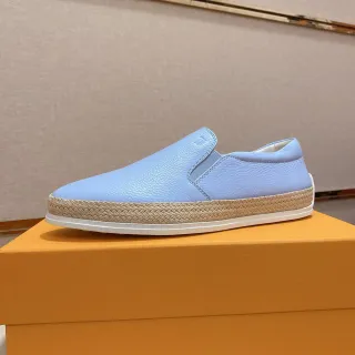 Light Blue Pebbled Leather Slip-On Boat Shoe