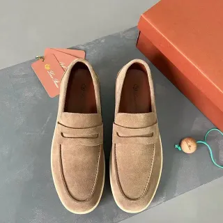 Love Brand পেনি লোফার Beige White সুয়েড আপার স্ট্র্যাপ লোফার