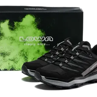LOWA أسود رمادي Low-Top Hiking Sneaker GORE-TEX مبطن