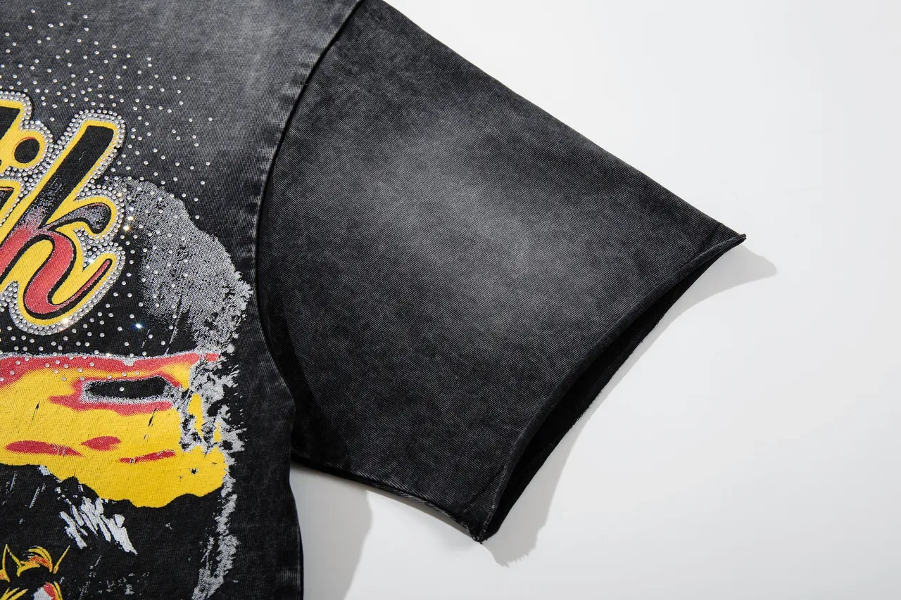 Majestik Distressed Black Double-Sided Graphic Print T-Shirt 8