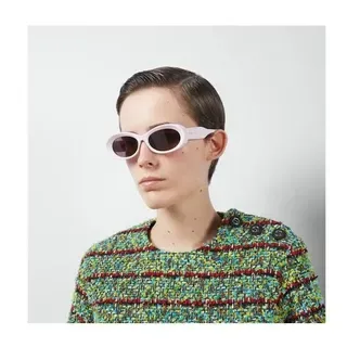 Matte Pink Oval Thin-Rimmed Sunglasses 8