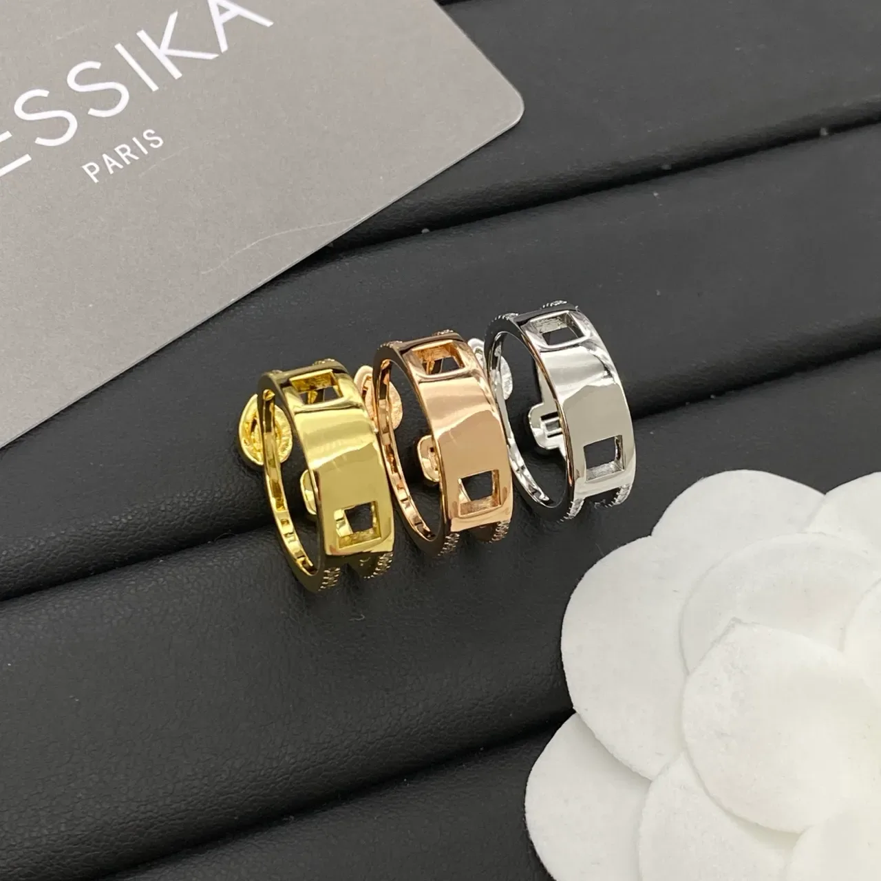 Messika Double-Band Pavé Pear and Emerald-Cut Stone Ring 2