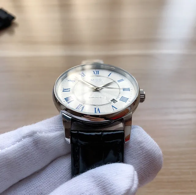 Mido Baroncelli White Dial Blue Roman Numerals Mechanical Watch 6
