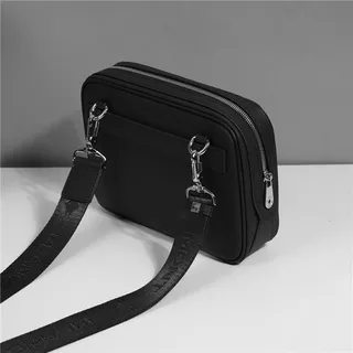 Montblanc काला संरचित आयताकार सिल्हूट बनावट सामग्री मेसेंजर बैग 8