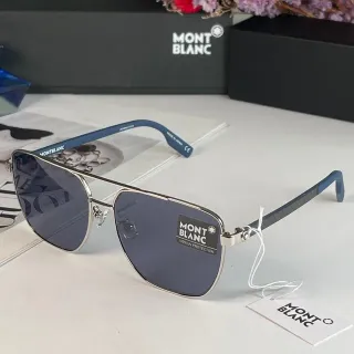 Montblanc أزرق فضي طيار ظل جسر مزدوج نظارات شمسية