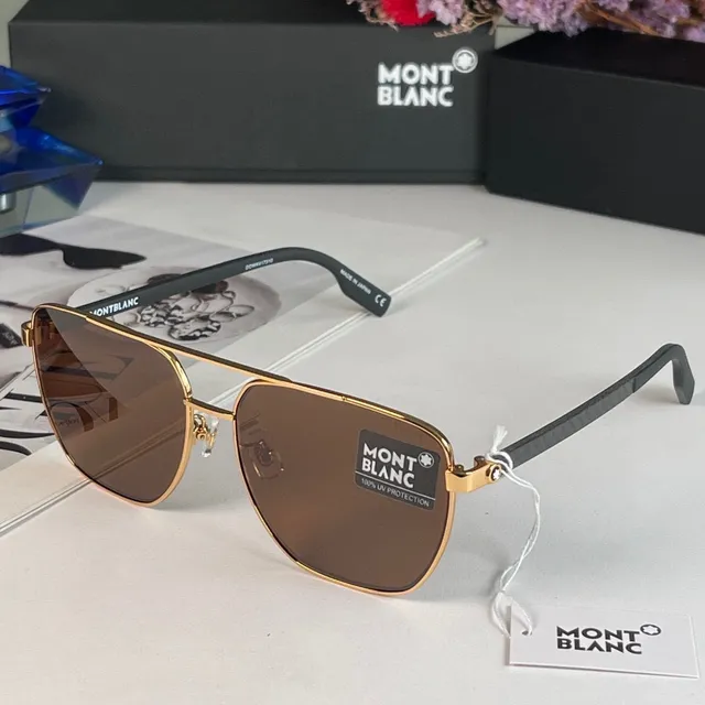 Montblanc Blue Silver Aviator Silhouette Double Bridge Sunglasses 9