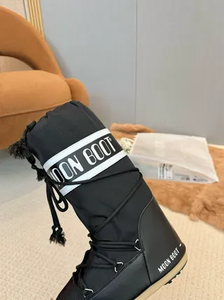 Moon Boot Classic Black White Band Snow Boots 2