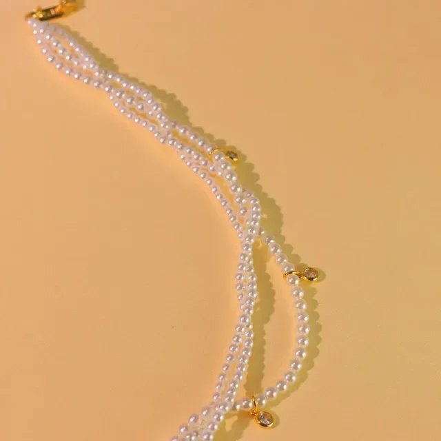 Multi-Strand Pearl and Crystal Charm Necklace 8