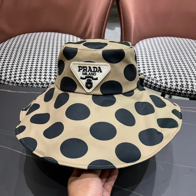 Mustard Yellow and Black Polka Dot Wide-Brimmed Bucket Hat 5