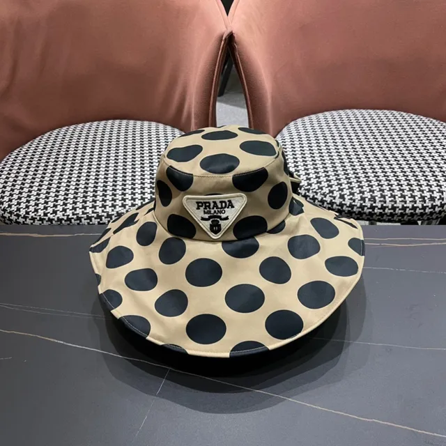 Mustard Yellow and Black Polka Dot Wide-Brimmed Bucket Hat 9
