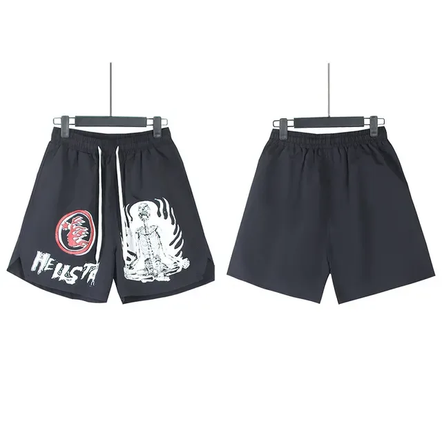 Navy Graphic-Print Elastic-Waist Shorts 4