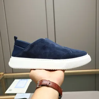 Navy Suede Slip-On Platform Sneaker